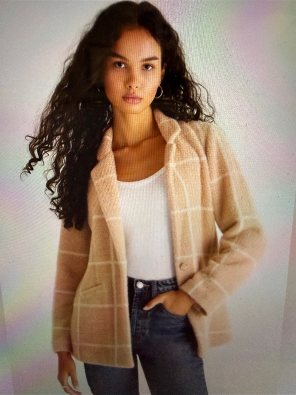 Z Supply Beige NWT  Plaid Blazer Jacket - Cream & Tan